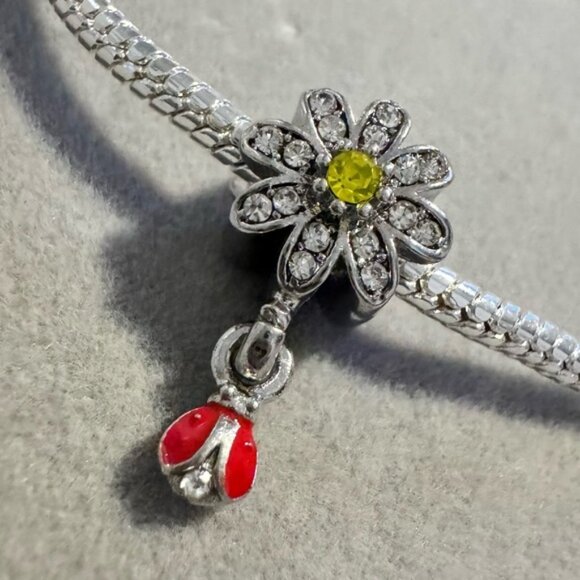 Flower Lady Bug Charm fits PANDORA‎ - Picture 1 of 10